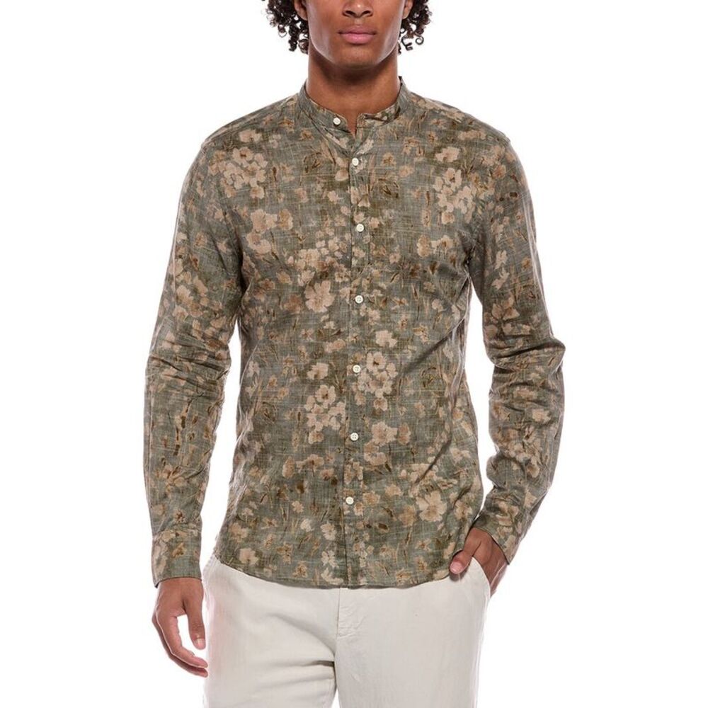 Slowear Mens  Linen-Blend Shirt, Green